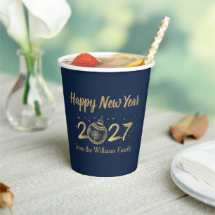 Elegant Happy New Year 2027 Personalized Party Paper Cups