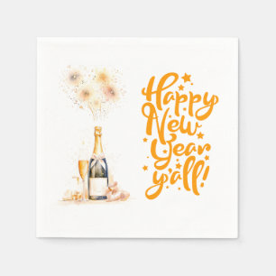 Elegant Happy New Year Champagne Party Napkins