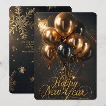 Elegant Happy New Year Gold Black Balloons 