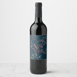Elegant Happy New Year Gold Foil Wine Label