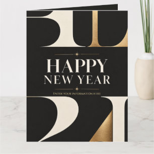 Elegant Happy New Year Greeting with Modern style Card