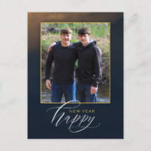 Elegant Happy New Year Postcard - 1 Photo