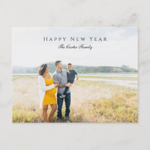 Elegant Happy New Year Script Photo Pregnancy Chic Holiday Postcard