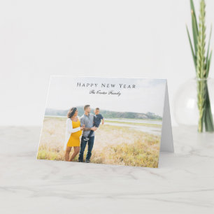 Elegant Happy New Year Script Photo Simple Chic Holiday Card
