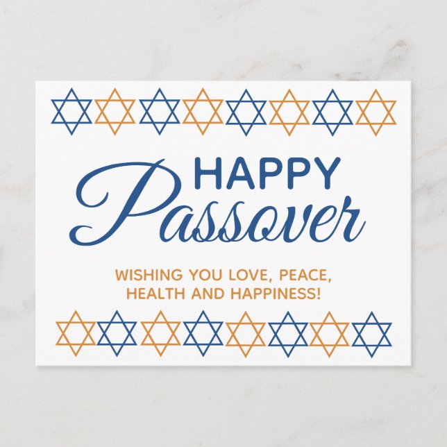 Elegant Happy Passover Pesach Seder Star of David Postcard (Front)