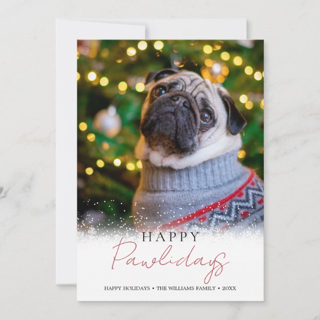 Elegant Happy Pawlidays Photo Dog Pet Holiday Card (Front)