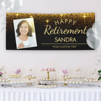 Elegant Happy Retirement Photo Gold Sparkle
