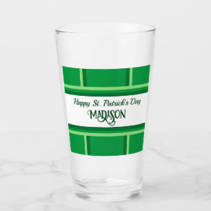 Elegant Happy St. Patrick's Day Custom Name Green Glass