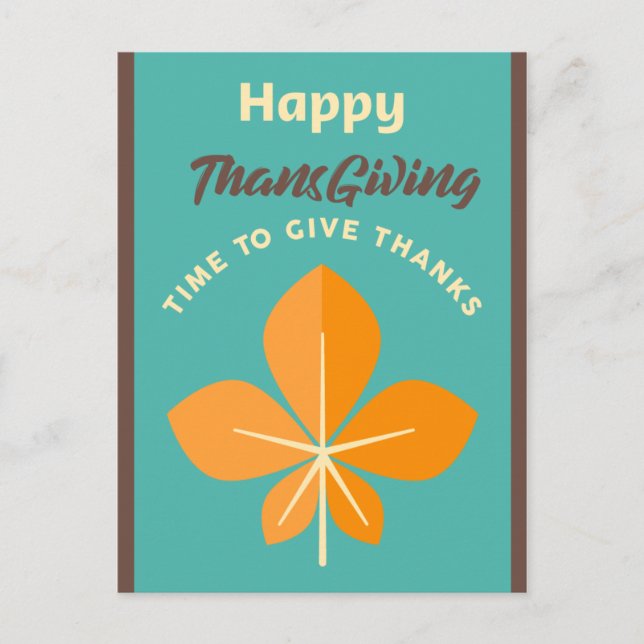 Elegant Happy Thanksgiving and Leaves Fall Holiday Postcard (Front)