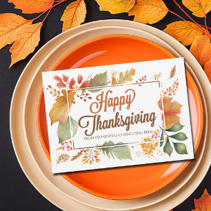 Elegant Happy Thanksgiving Customized Business Holiday Card