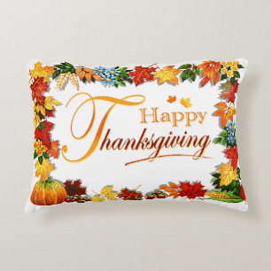 Elegant Happy Thanksgiving Greetings Decorative Pillow