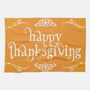 elegant happy thanksgiving kitchen towel