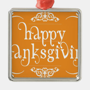 elegant happy thanksgiving metal ornament