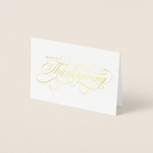 Elegant Happy Thanksgiving script design Foil Card