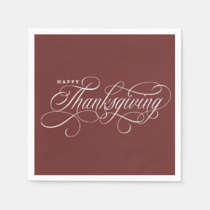 Elegant Happy Thanksgiving script design Napkin