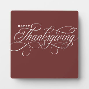 Elegant Happy Thanksgiving script design Plaque