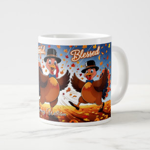  Elegant Happy Thanksgiving Turkey  Large Coffee Mug