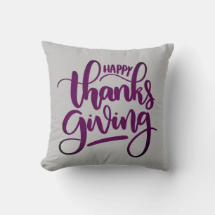 Elegant Happy Thanksgiving Typography Outdoor Throw Pillow