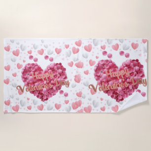 Elegant Happy Valentine's Day Beach Towel
