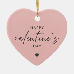 Elegant Happy Valentine's day Blush Pink Ceramic Ornament
