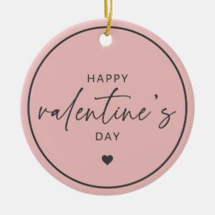 Elegant Happy Valentine's day Blush Pink Ceramic Ornament