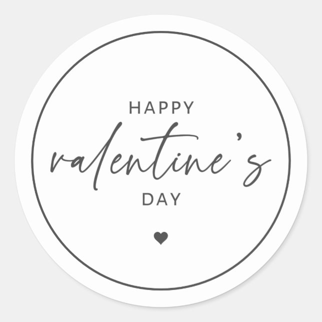 Elegant Happy Valentine's day Classic Round Sticke Classic Round Sticker (Front)