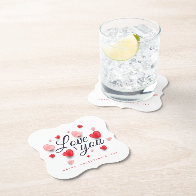 Elegant Happy Valentine's Day Paper Coaster (Insitu)