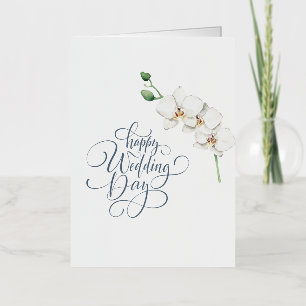 Elegant Happy Wedding Day Floral Congratulations Foil Greeting Card