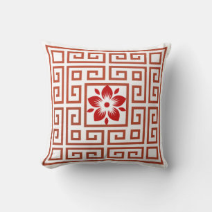  "Elegant Harmony: Chinese-Inspired Square Pillow" Throw Pillow