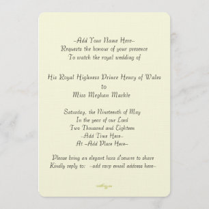 Élégant Harry Meghan Royal Wedding Invitation (ivo