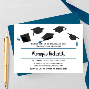 Elegant Hat Toss Graduation Party Invitation