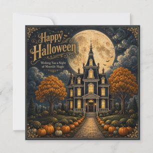 Elegant Haunted Manor Halloween Card