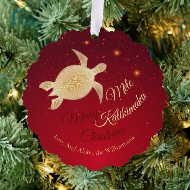 Elegant Hawaiian Christmas Ornament Card (Insitu (Tree))