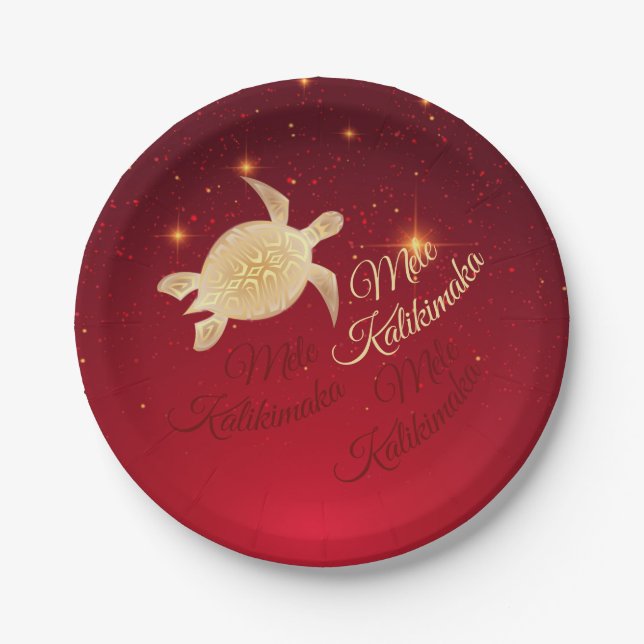 Elegant Hawaiian Christmas Paper Plate (Front)