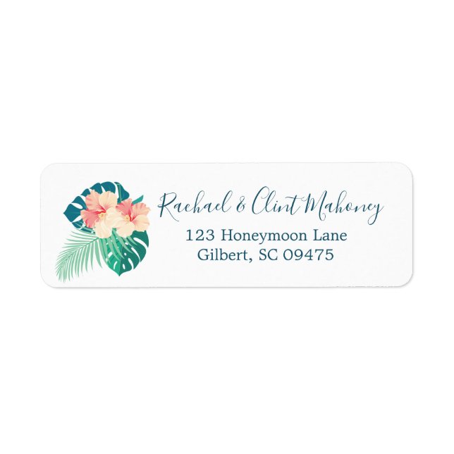 Elegant Hawaiian Hibiscus Return Address Labels (Front)