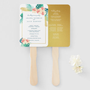 Elegant Hawaiian Hibiscus Wedding Program Hand Fan