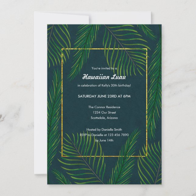 Elegant Hawaiian Luau Invitations (Front)