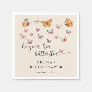 Elegant He Gives Me Butterflies Bridal Shower Napkin