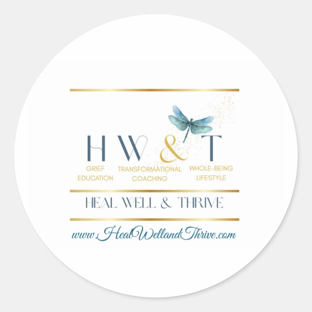 Elegant HealWell & Thrive  Classic Round Sticker (Front)