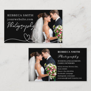 Elegant Heart 2 Photo Collage Wedding Photographer Business Card