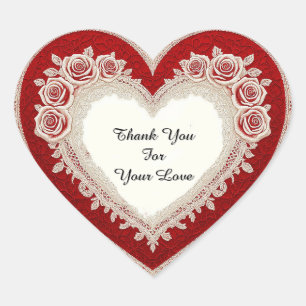 Elegant Heart Card With Red Roses Sticker