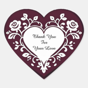 Elegant Heart Card With Red Roses Sticker