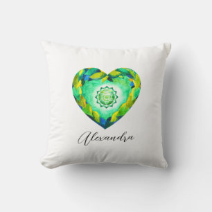  Elegant Heart Chakra Green Anahata Throw Pillow