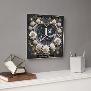 Elegant Heart Design for Anniversaries Square Wall Clock