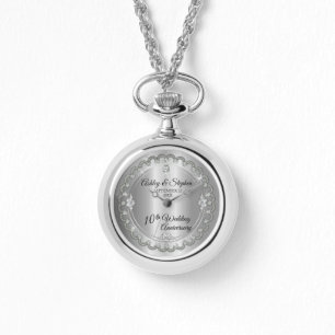 Elegant Heart Diamonds 10th Wedding Anniversary Watch