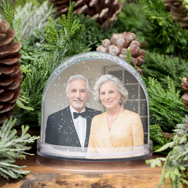 Elegant Heart Diamonds 50th Wedding Anniversary Snowglobe (Winter)