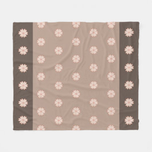 Elegant Heart Flowers on Brown & Beige Fleece Blanket