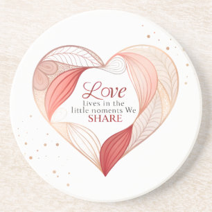 Elegant Heart Love Quote Art Coaster