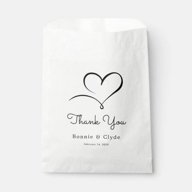 Elegant Heart Mark White Wedding Guest Favor Bag (Front)