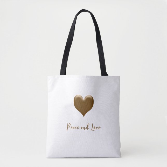 Elegant Heart of Gold, Customized Message Tote Bag (Front)